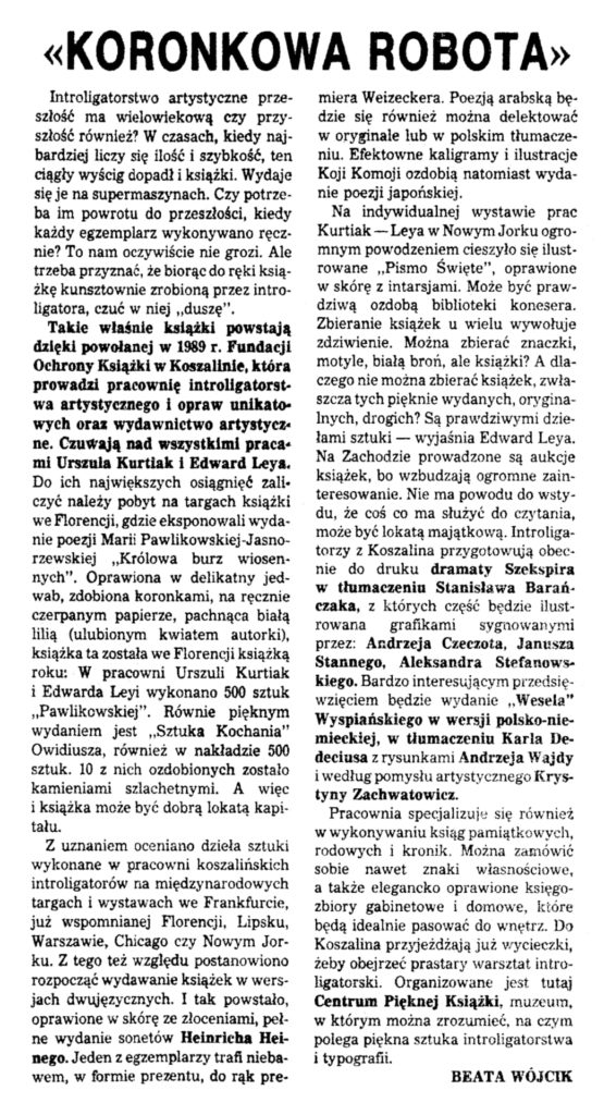 Rzemieślnik, Koronkowa robota