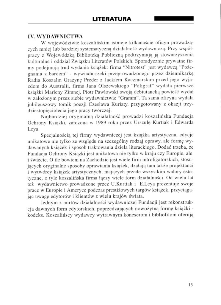 Wojewódzka Panorama Kultury, Literatura