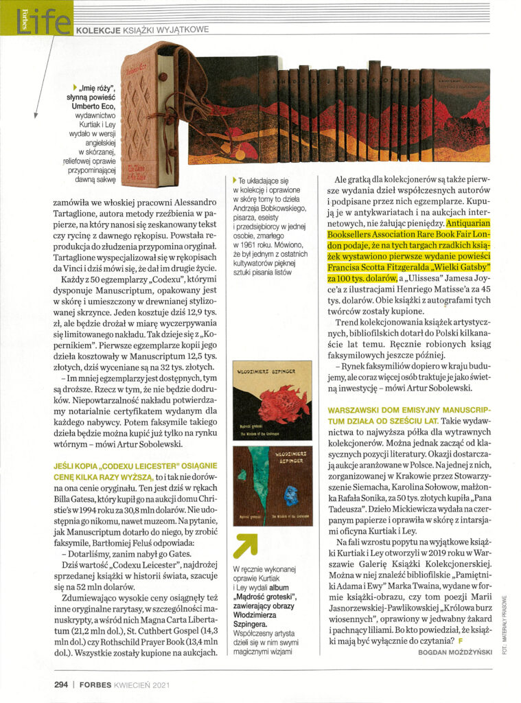 Forbes, Magia kolekcjonerskich książek, Kwiecień 2021