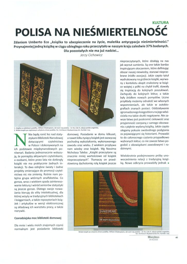 Nasze Czasopismo, Polisa na nieśmiertelność, kwiecień-maj 2020