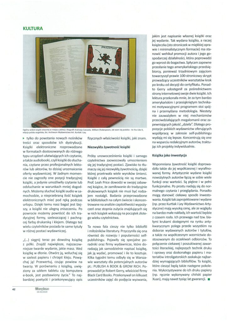 Nasze Czasopismo, Polisa na nieśmiertelność, kwiecień-maj 2020