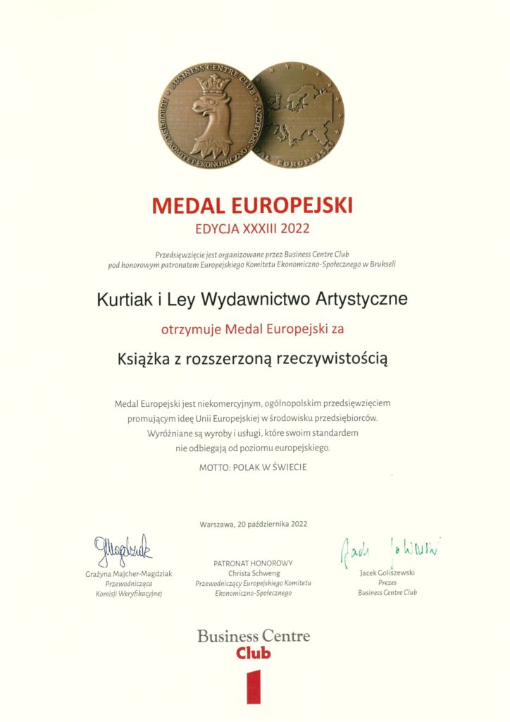 Medal Europejski 2022 za książkę z rozszerzoną rzeczywistością