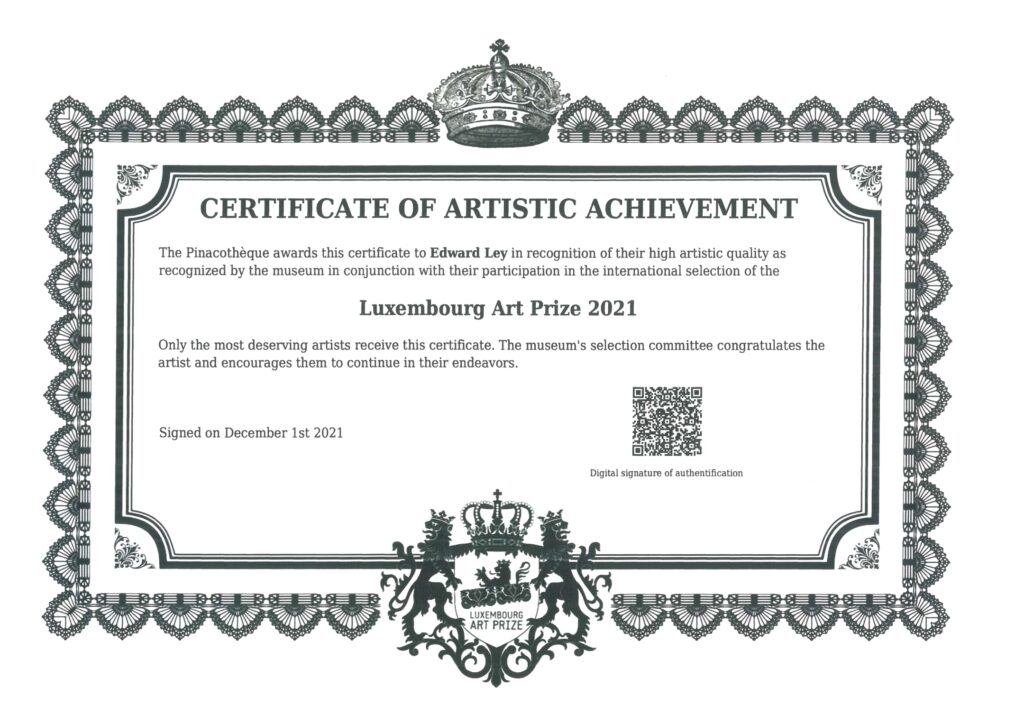 Luxembourg Art Prize 2021 - Certificate Of Artistic Achievement