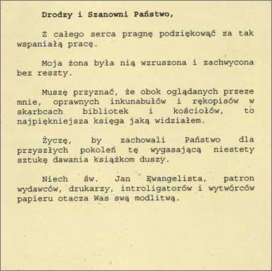 Podziękowanie pana M.O. 2005